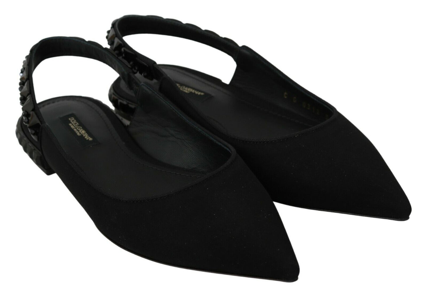 Zapatos planos negros destalonados de raso Dolce & Gabbana