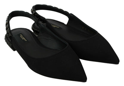 Zapatos planos negros destalonados de raso Dolce & Gabbana