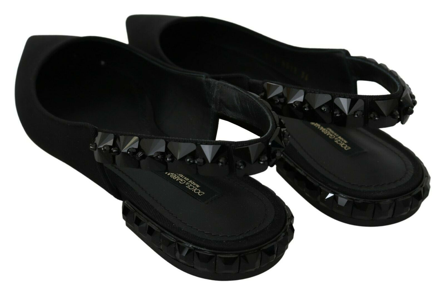 Zapatos planos negros destalonados de raso Dolce & Gabbana