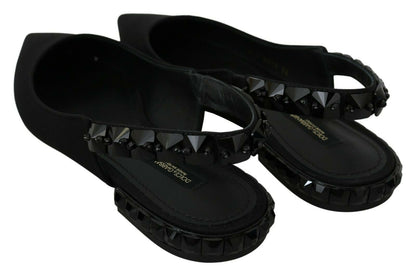 Zapatos planos negros destalonados de raso Dolce & Gabbana