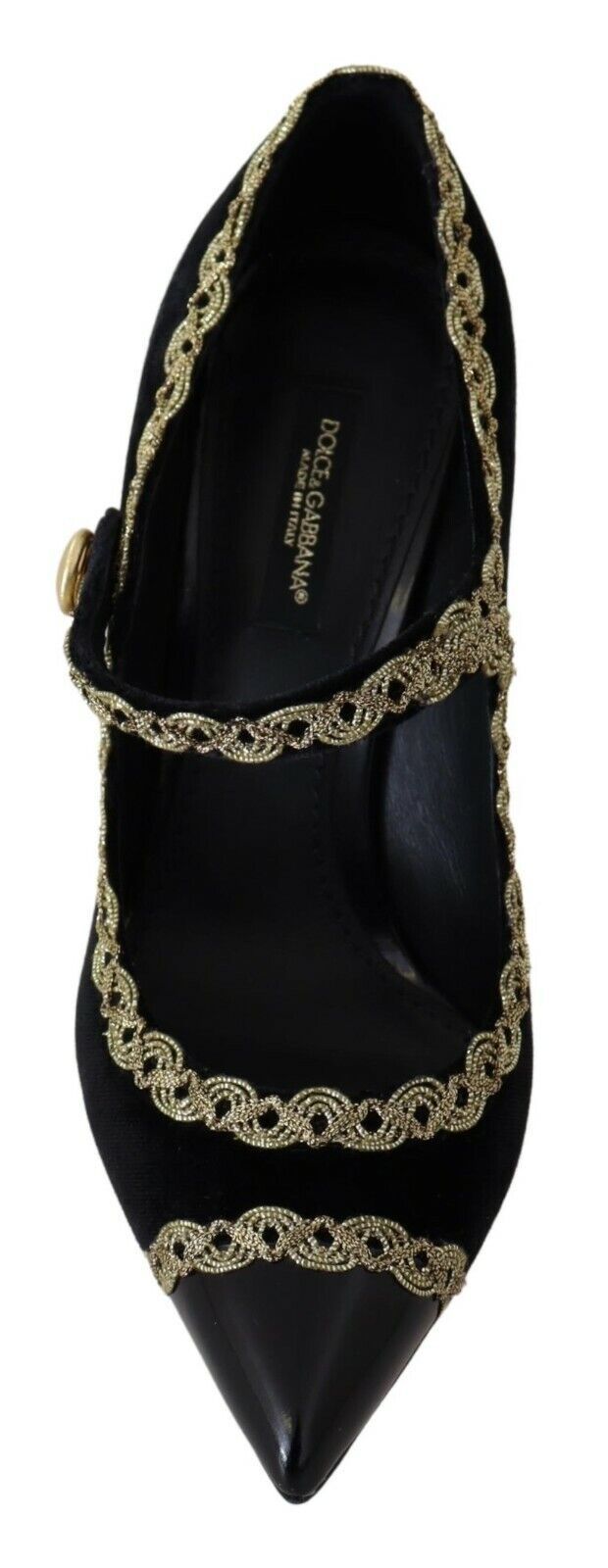 Zapatos de salón Dolce & Gabbana de terciopelo negro adornados tipo Mary Jane