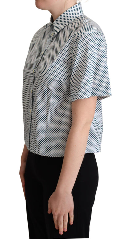 Camisa de algodón blanca con lunares azules de Dolce & Gabbana