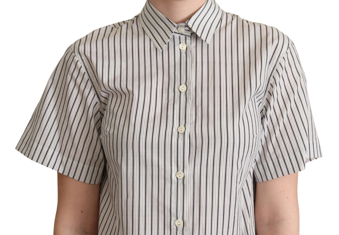 Camisa Dolce & Gabbana a rayas blancas y negras con cuello