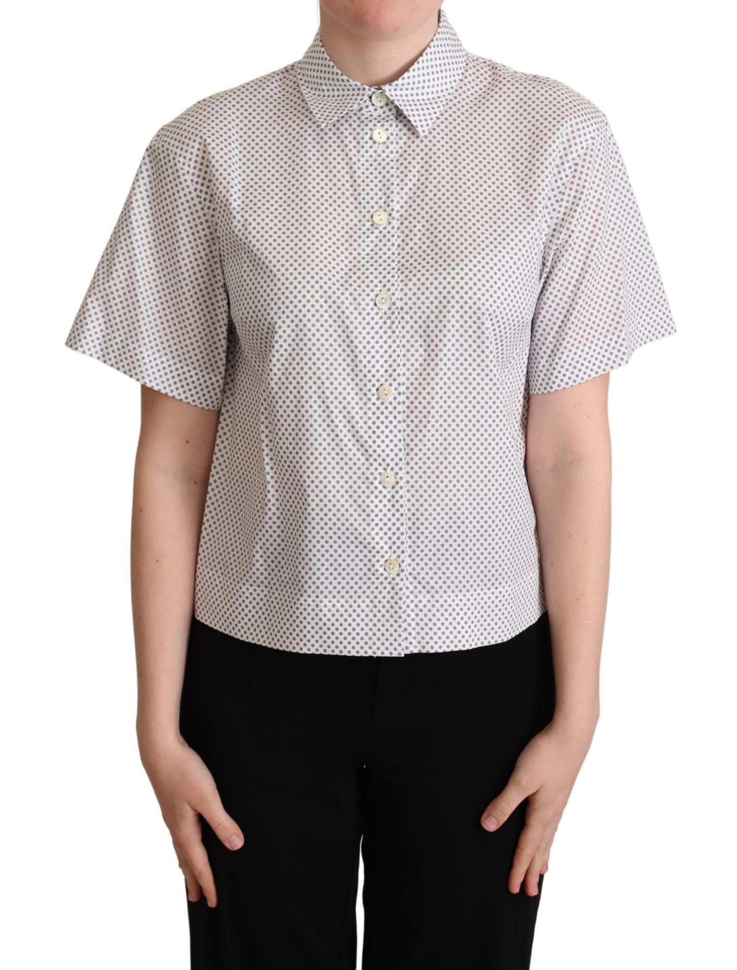 Camisa con cuello y botones de Dolce & Gabbana blanca con lunares grises