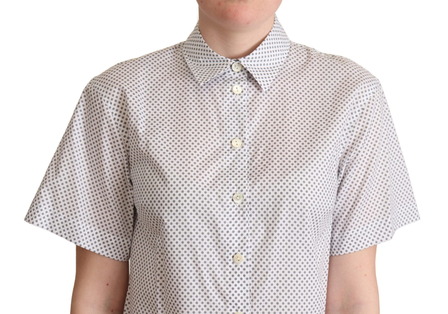 Camisa con cuello y botones de Dolce & Gabbana blanca con lunares grises