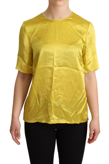 Blusa de manga corta de seda amarilla Dolce & Gabbana