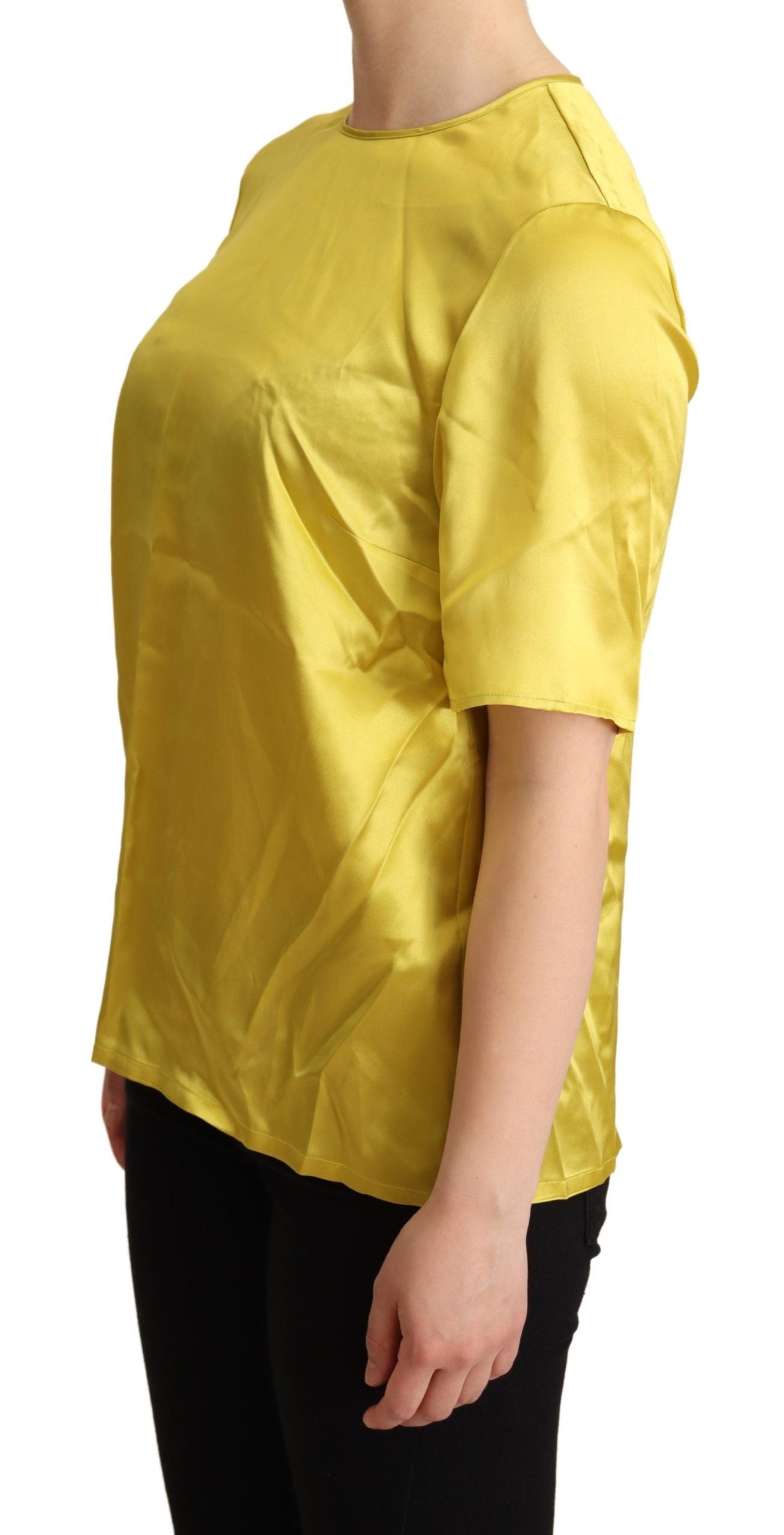 Blusa de manga corta de seda amarilla Dolce & Gabbana