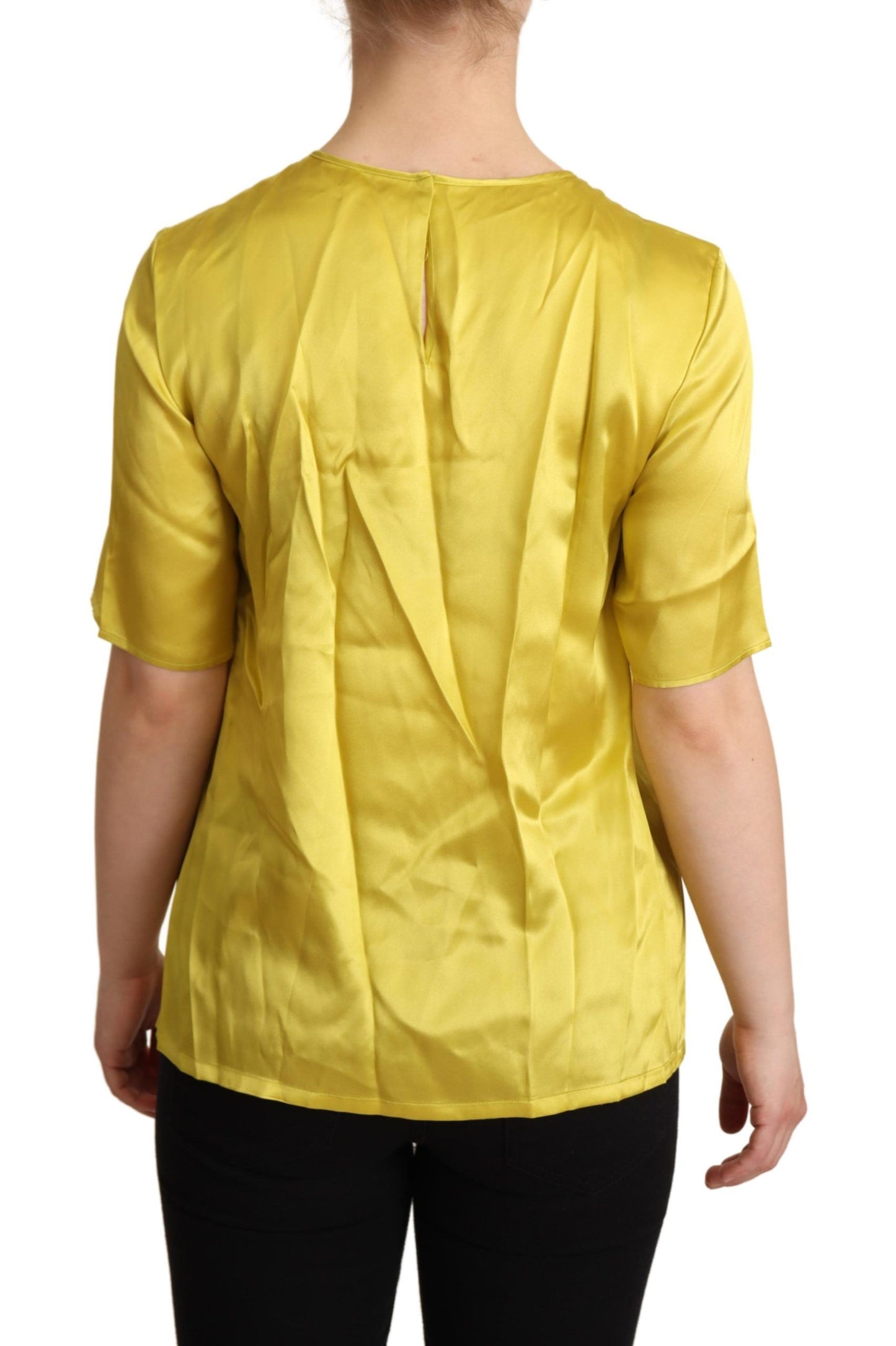 Blusa de manga corta de seda amarilla Dolce & Gabbana
