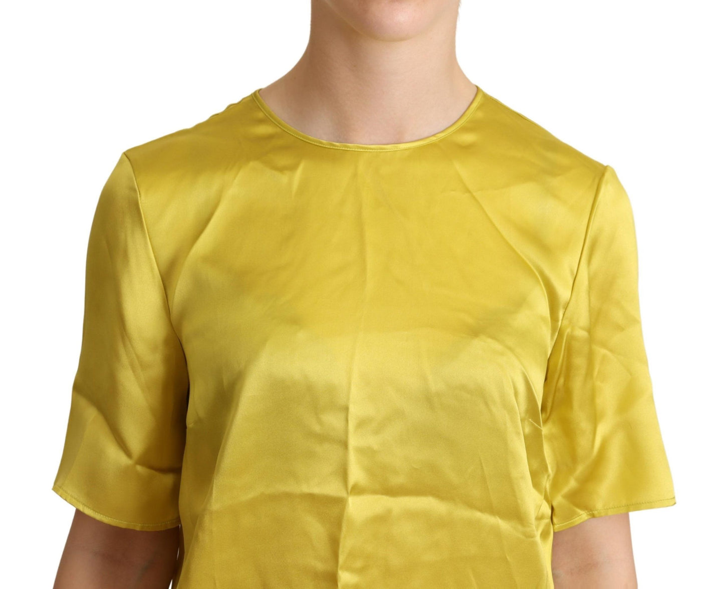 Blusa de manga corta de seda amarilla Dolce & Gabbana