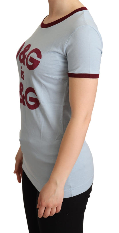 Dolce & Gabbana Camiseta Azul de Cuello Redondo D&G
