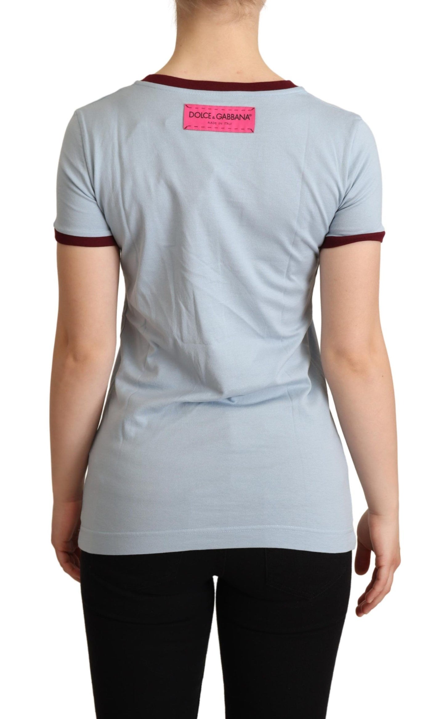 Dolce & Gabbana Camiseta Azul de Cuello Redondo D&G