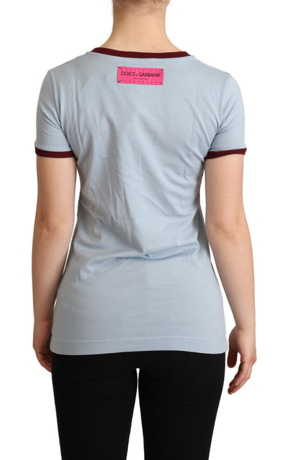 Dolce & Gabbana Camiseta Azul de Cuello Redondo D&G
