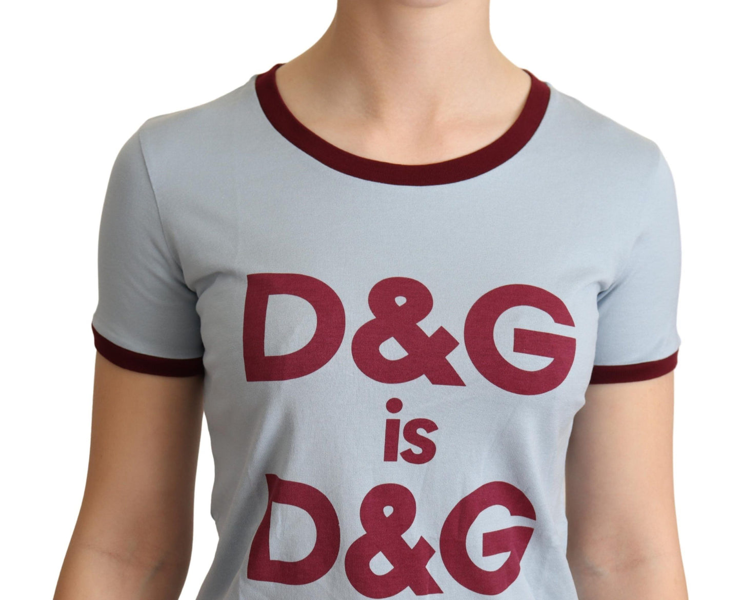 Dolce & Gabbana Camiseta Azul de Cuello Redondo D&G