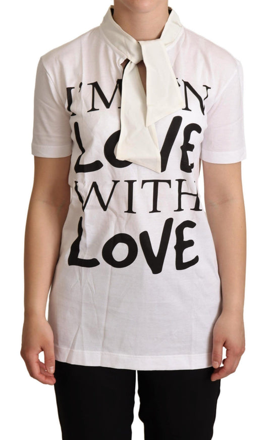 Camiseta blanca de algodón y seda con la inscripción "I'm In Love" de Dolce & Gabbana
