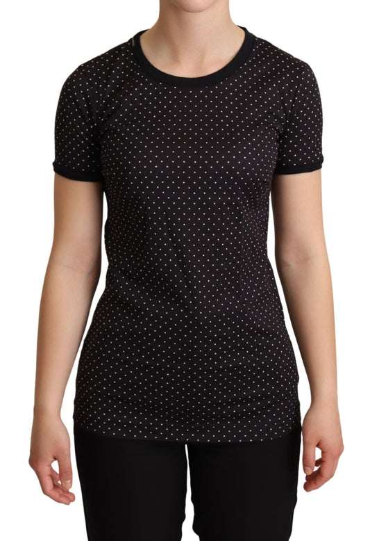 Camiseta de algodón de cuello redondo con lunares negros de Dolce & Gabbana