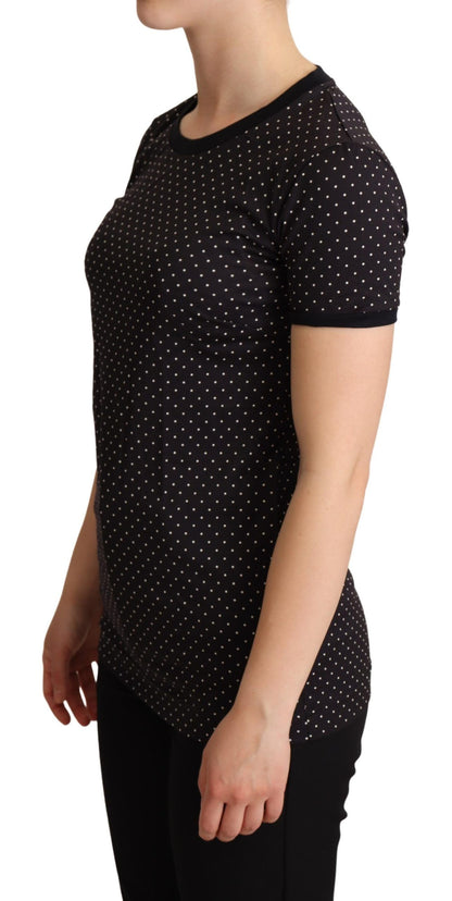 Camiseta de algodón de cuello redondo con lunares negros de Dolce & Gabbana