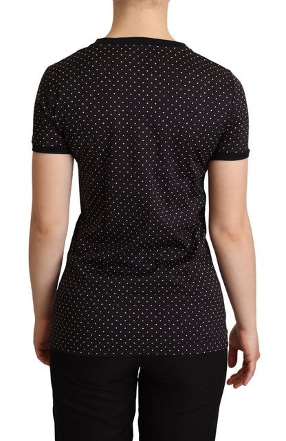 Camiseta de algodón de cuello redondo con lunares negros de Dolce & Gabbana