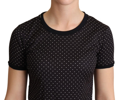 Camiseta de algodón de cuello redondo con lunares negros de Dolce & Gabbana