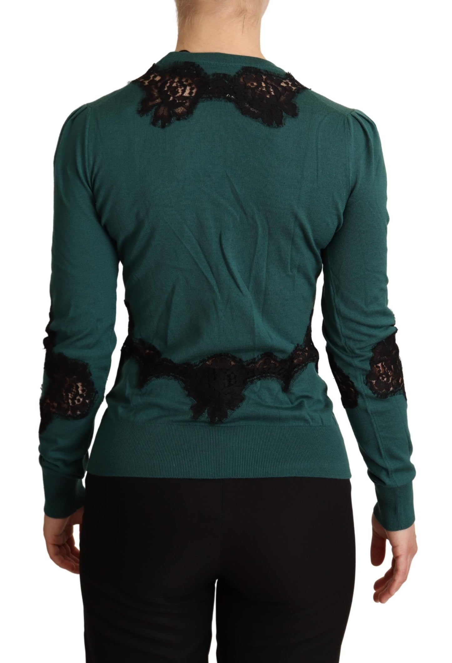 Suéter de cuello redondo de lana verde de Dolce & Gabbana