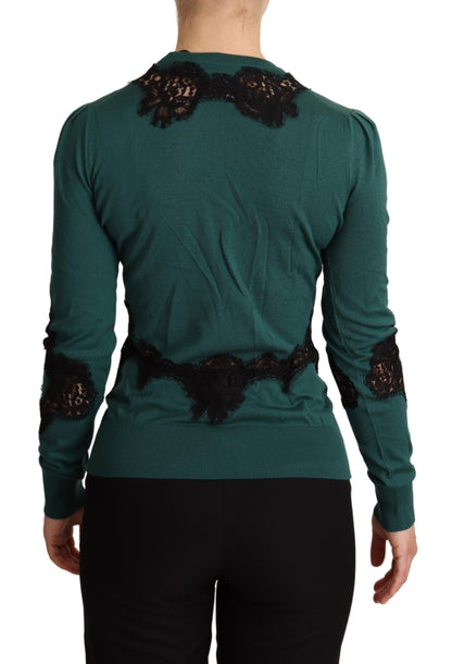 Suéter de cuello redondo de lana verde de Dolce & Gabbana