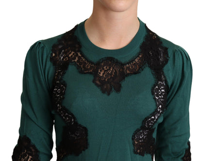 Suéter de cuello redondo de lana verde de Dolce & Gabbana