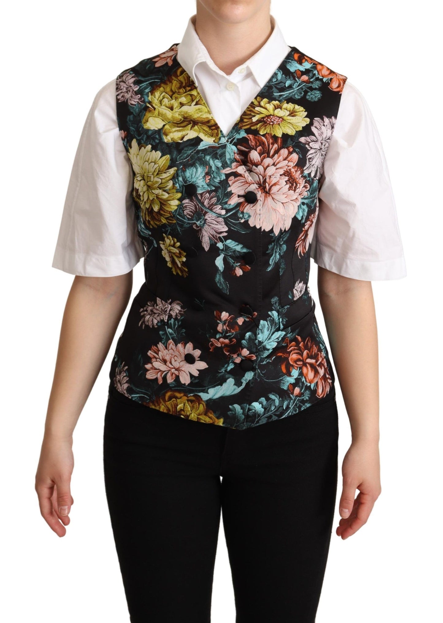 Chaleco Jacquard Floral Negro Dolce & Gabbana