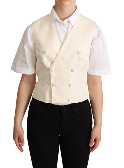 Chaleco sin mangas de seda beige Dolce & Gabbana