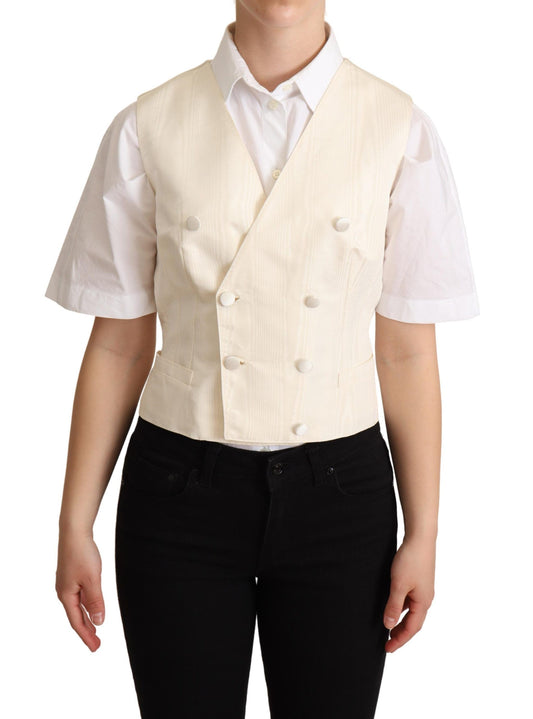 Chaleco sin mangas de seda beige Dolce & Gabbana