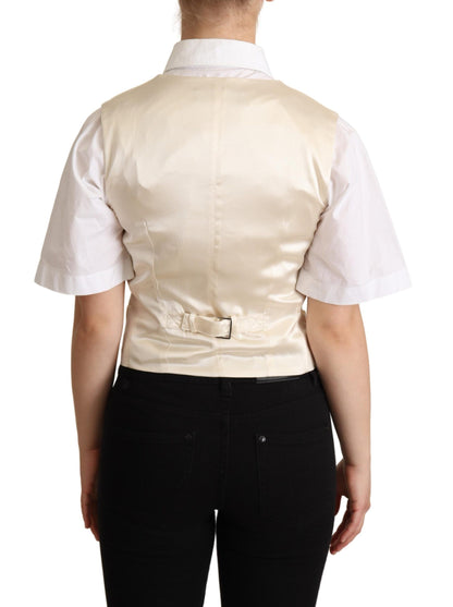 Chaleco sin mangas de seda beige Dolce & Gabbana