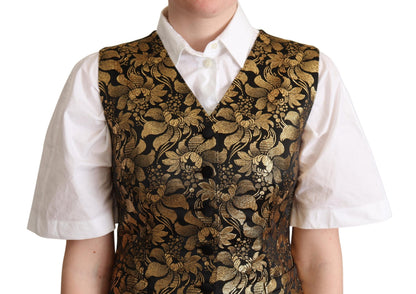 Chaleco de seda jacquard negro y dorado de Dolce & Gabbana