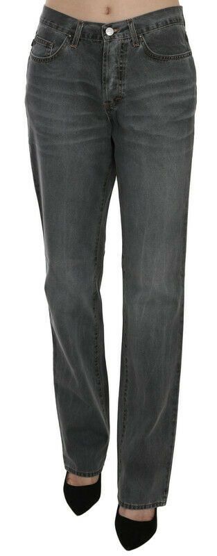 Pantalones vaqueros Just Cavalli grises lavados de tiro medio y pernera recta