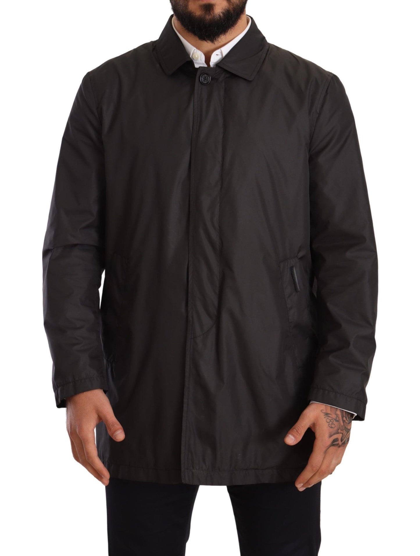 Gabardina de poliéster negra para hombre Dolce & Gabbana