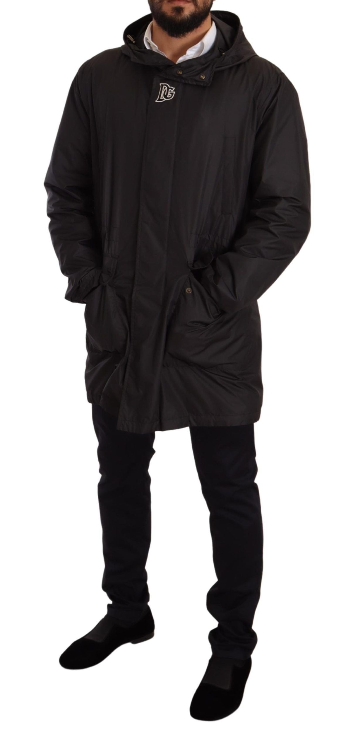 Gabardina con capucha negra para hombre Dolce & Gabbana