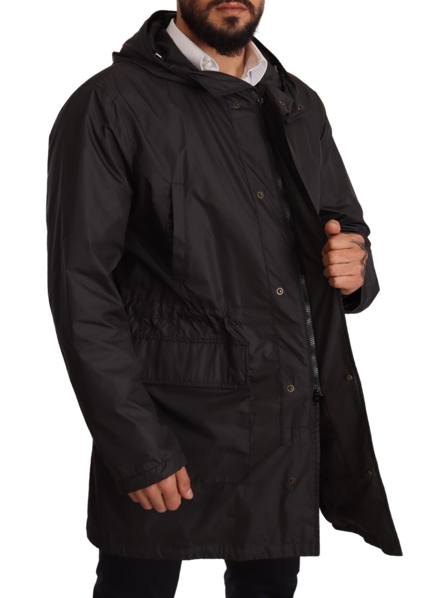 Gabardina con capucha negra para hombre Dolce & Gabbana