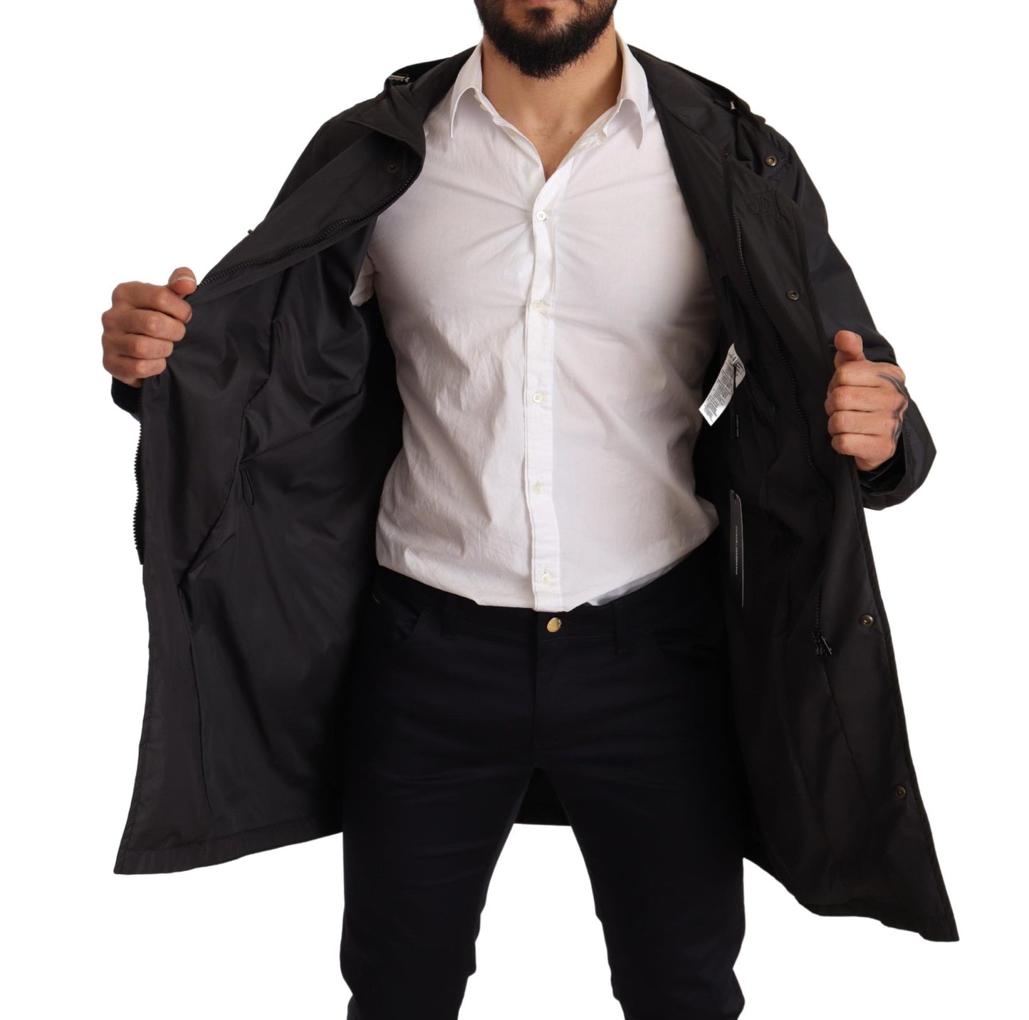 Gabardina con capucha negra para hombre Dolce & Gabbana