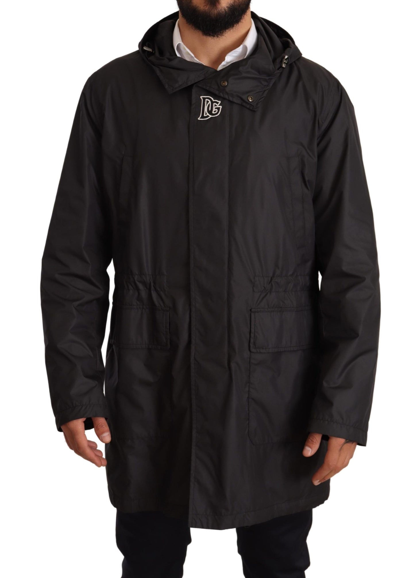 Gabardina con capucha negra para hombre Dolce & Gabbana