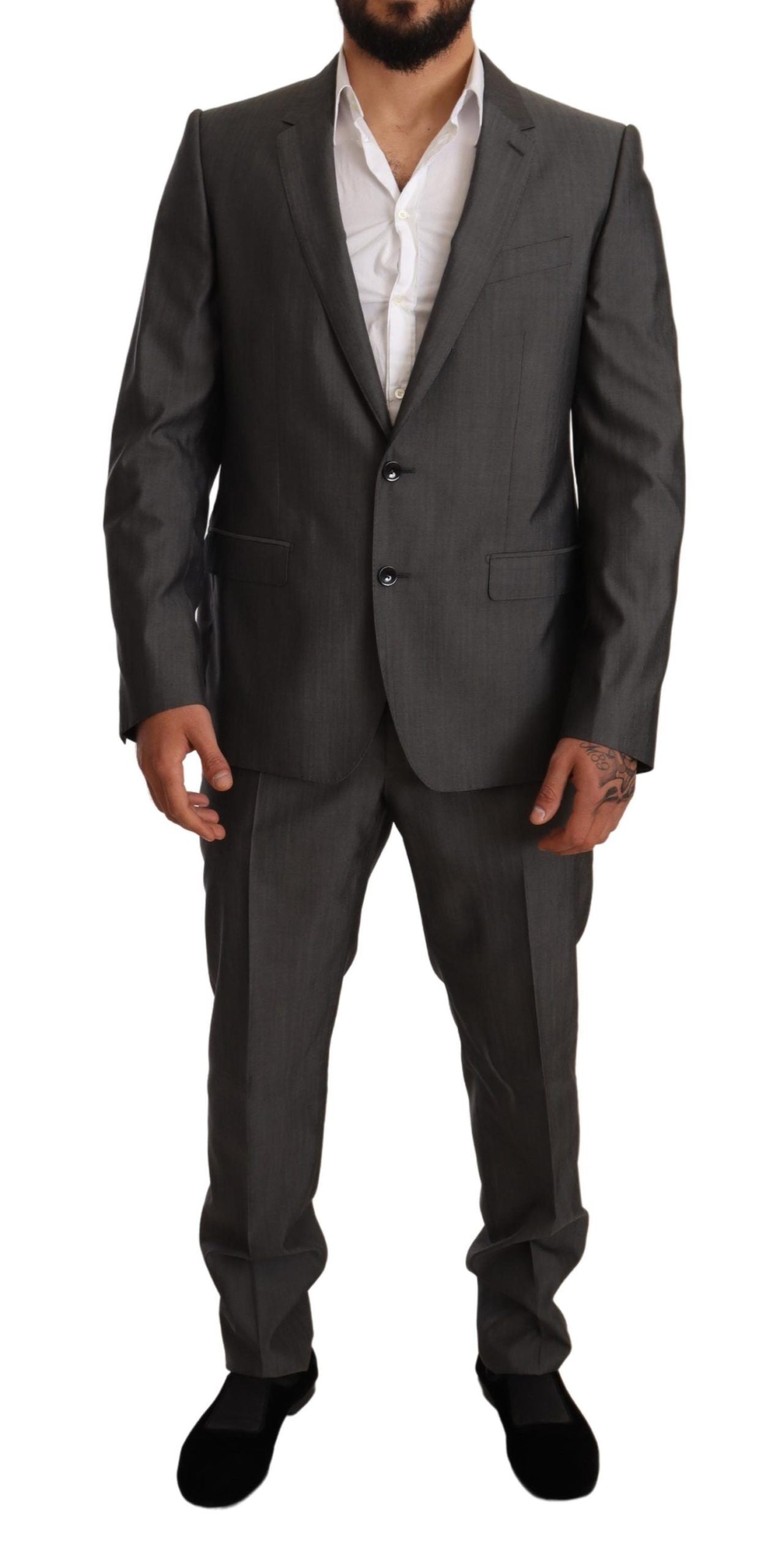 Traje Dolce & Gabbana gris metálico MARTINI de corte ajustado