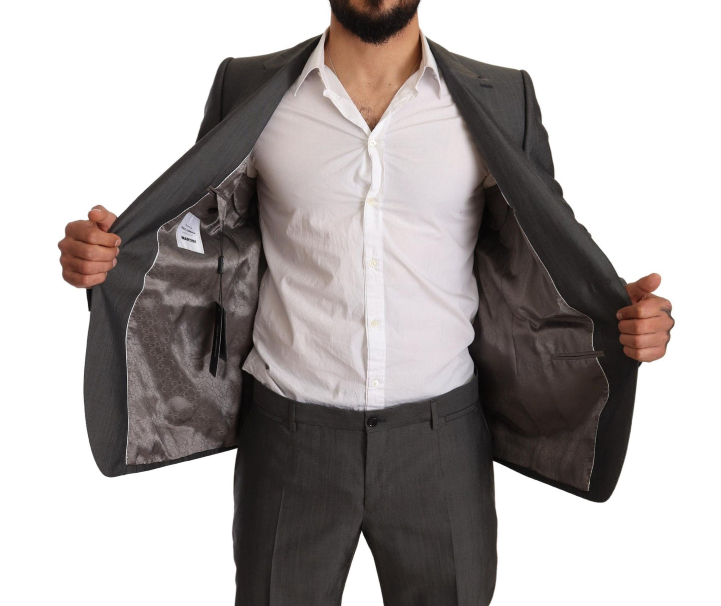 Traje Dolce & Gabbana gris metálico MARTINI de corte ajustado