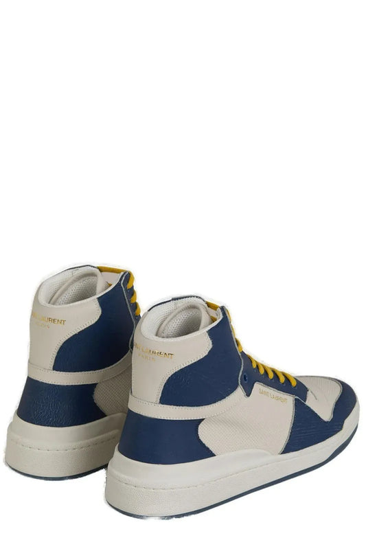 Zapatillas Mid Top Saint Laurent de Piel de Becerro Azul