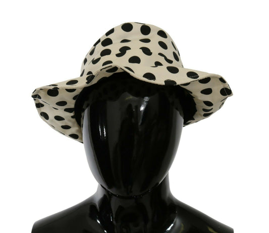 Sombrero trilby Dolce & Gabbana blanco 100% algodón con diseño de lunares