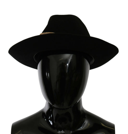 Sombrero Panamá de ala ancha Dolce & Gabbana Black Lapin Amor Gignit