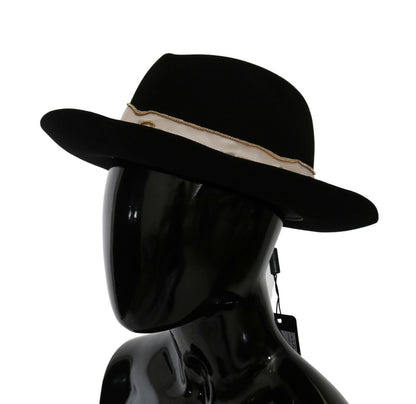 Sombrero Panamá de ala ancha Dolce & Gabbana Black Lapin Amor Gignit