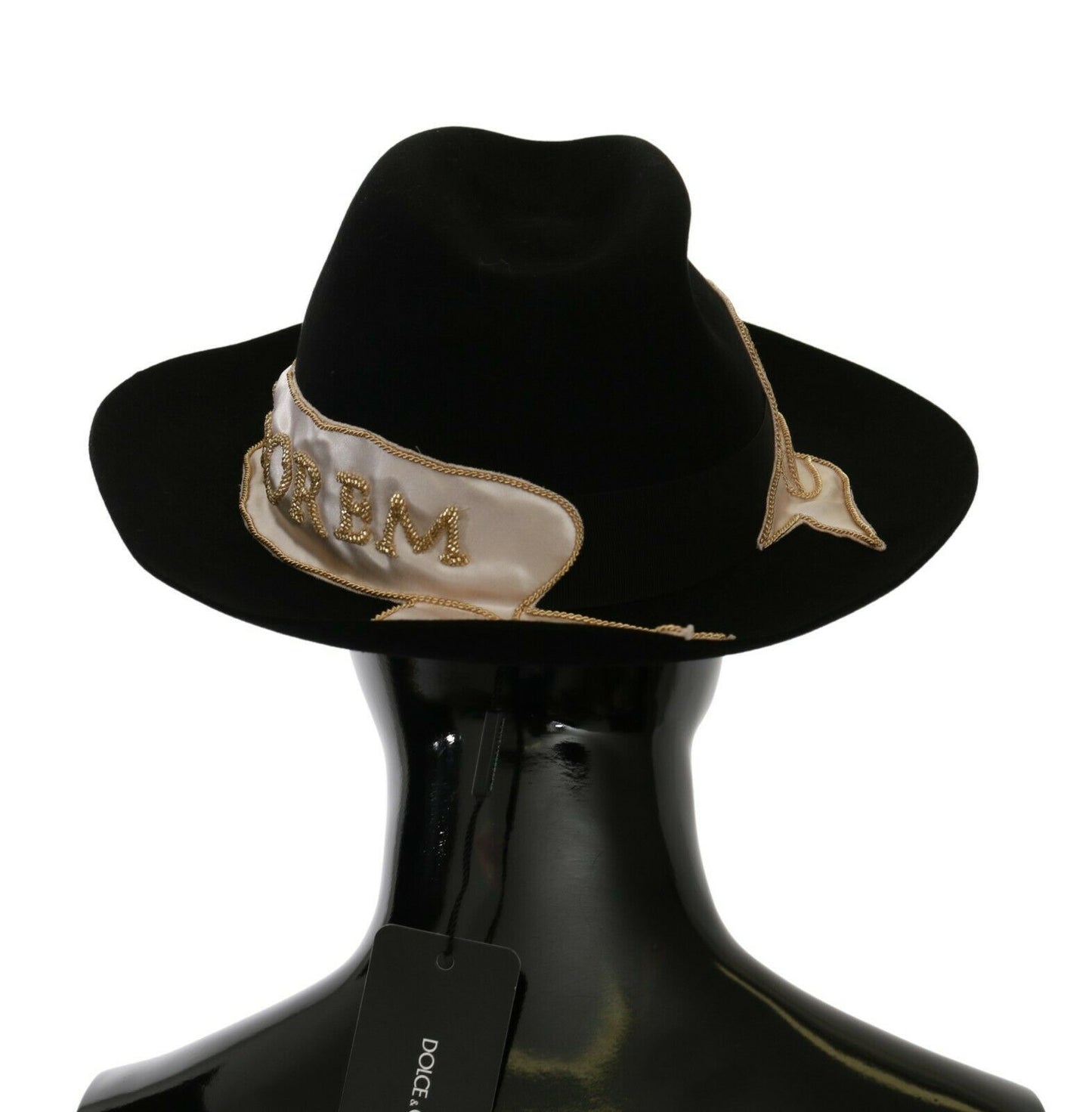 Sombrero Panamá de ala ancha Dolce & Gabbana Black Lapin Amor Gignit