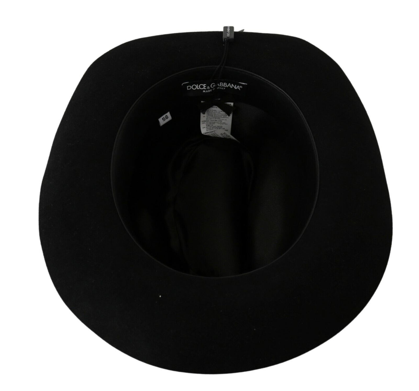 Sombrero Panamá de ala ancha Dolce & Gabbana Black Lapin Amor Gignit