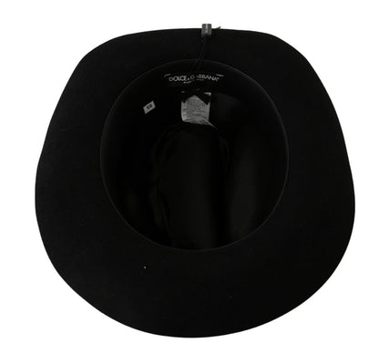 Sombrero Panamá de ala ancha Dolce & Gabbana Black Lapin Amor Gignit