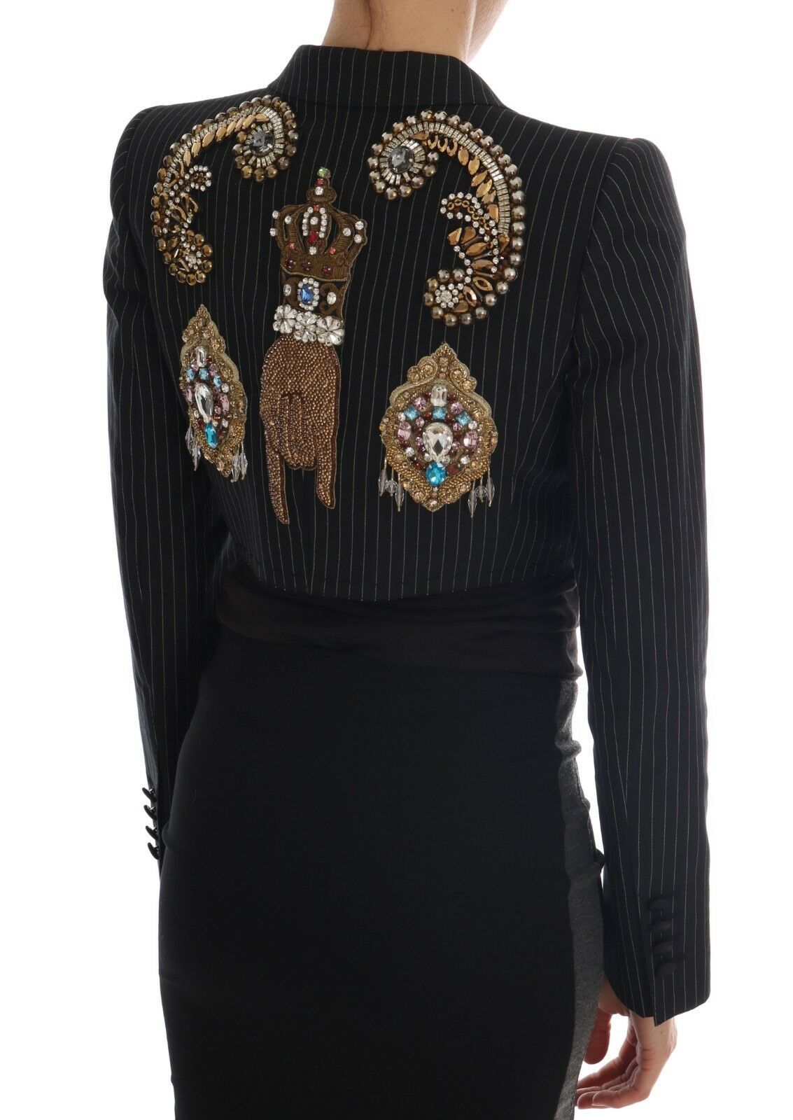 Chaqueta Blazer de Cuento de Hadas de Cristal Negro de Dolce & Gabbana