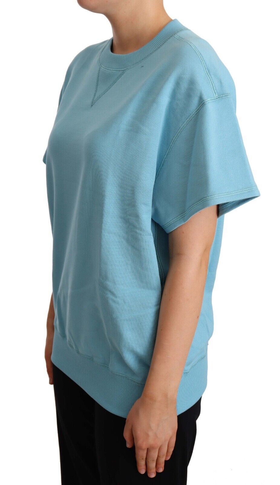Top de manga corta y cuello redondo de algodón azul Dolce & Gabbana