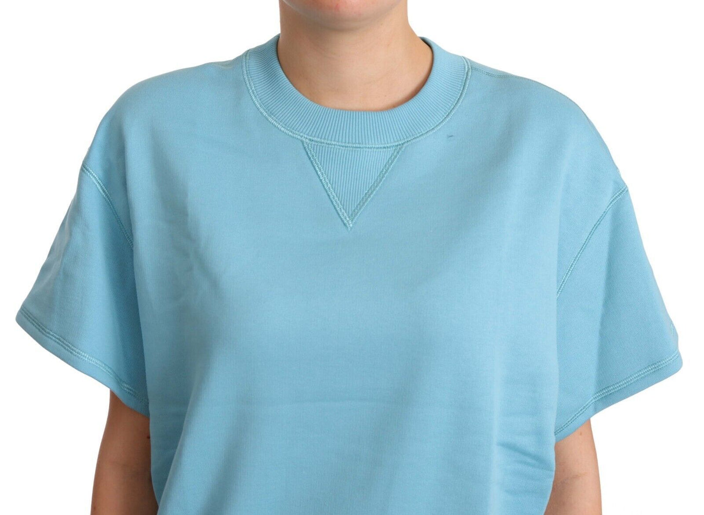 Top de manga corta y cuello redondo de algodón azul Dolce & Gabbana
