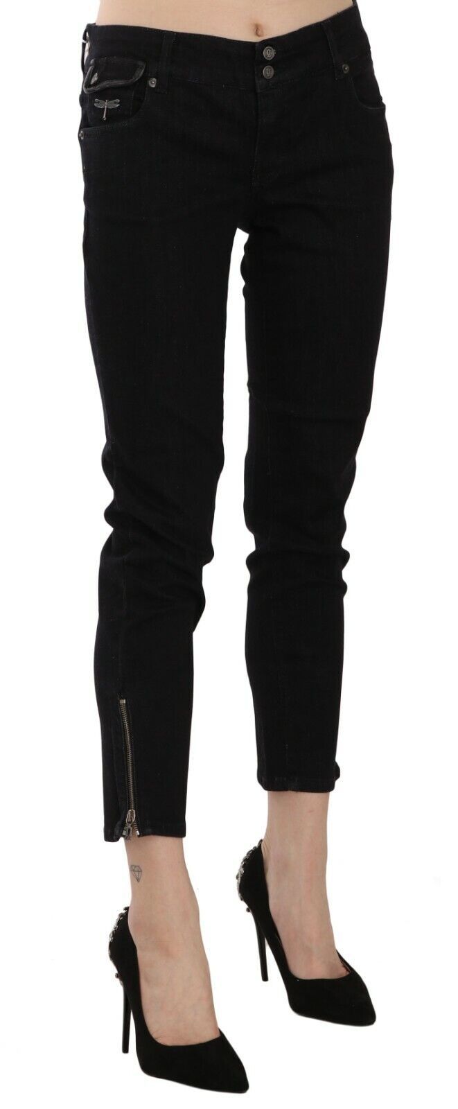 Pantalones vaqueros casuales negros de talle medio con bajo corto de John Galliano