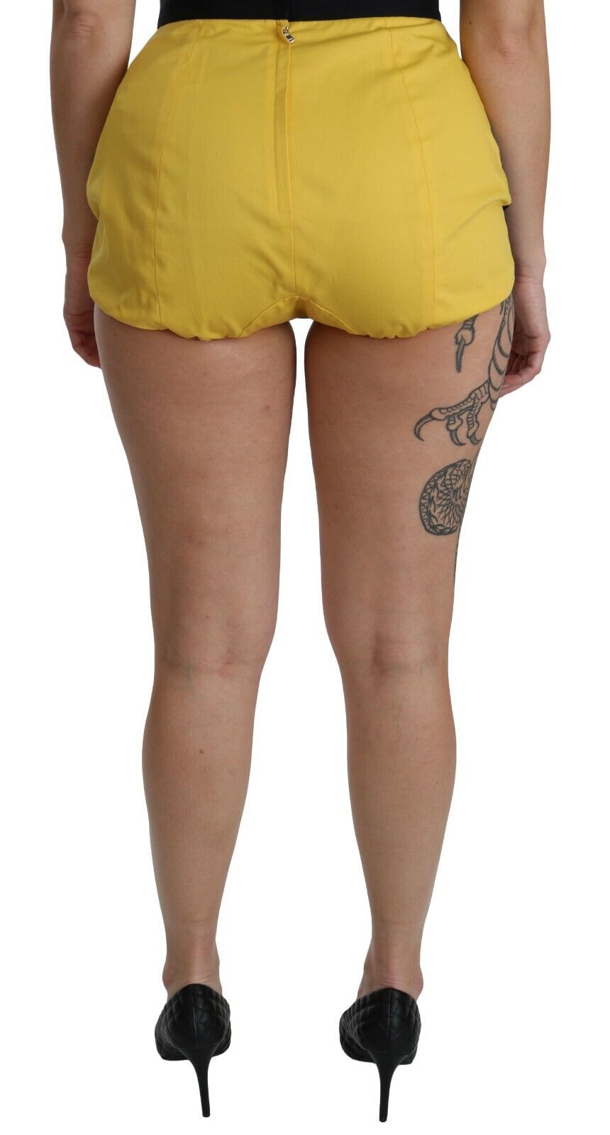 Dolce & Gabbana Shorts de hot pants de algodón amarillos y negros con joyas